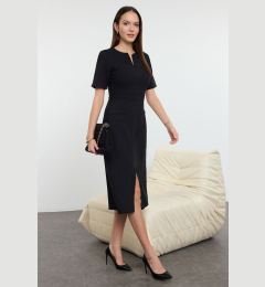 Снимка на Trendyol Black Belted A-Line Tweed Midi Woven Dress