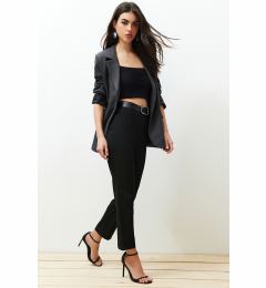 Снимка на Trendyol Black Belted Cigarette Fitted Woven Trousers