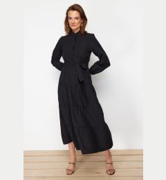 Снимка на Trendyol Black Belted Grand Collar Button Detailed Woven Dress