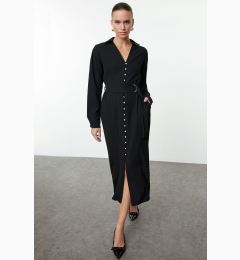 Снимка на Trendyol Black Belted Maxi Button Detailed Woven Dress