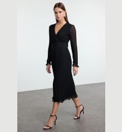 Снимка на Trendyol Black Belted Plain Maxi Woven Dress