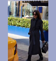 Снимка на Trendyol Black Belted Regular Wool Long Coat Formal Lined Coat