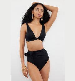 Снимка на Trendyol Black Belted Tie-Up High Waist Hipster Bikini Bottom