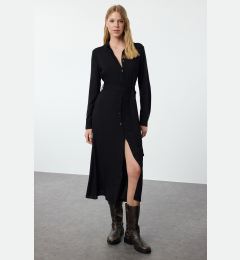 Снимка на Trendyol Black Belted Viscose Midi Woven Shirt Dress