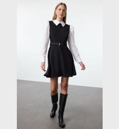 Снимка на Trendyol Black Belted Waist Opening Shirt Detail Mini Woven Dress