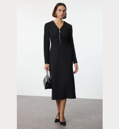 Снимка на Trendyol Black Body-hugging Zipper Detailed Midi Woven Dress