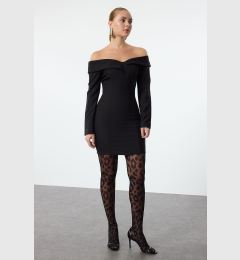 Снимка на Trendyol Black Body-Sit Carmen Collar Woven Short Dress