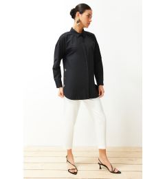 Снимка на Trendyol Black Button Accessory Detailed Cotton Woven Shirt