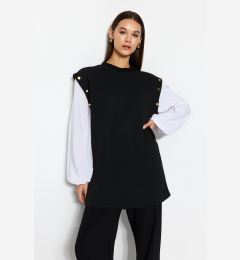 Снимка на Trendyol Black Button Detailed Shirt Sleeve Knitted Tunic