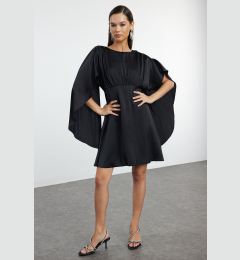 Снимка на Trendyol Black Cape Detailed Woven Satin Short Dress