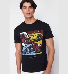 Снимка на Trendyol Black Car Printed Oversize/Wide Cut T-Shirt