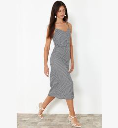 Снимка на Trendyol Black Checkered A-Line Strappy Midi Woven Dress