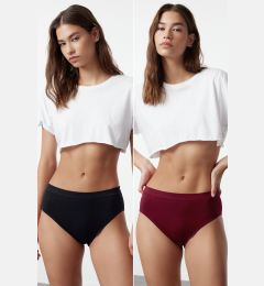 Снимка на Trendyol Black-Claret Red 2 Pack Seamless Hipster Knitted Panties