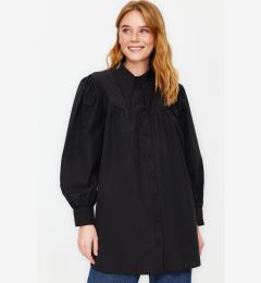 Снимка на Trendyol Black Collar Detailed Relaxed Fit Cotton Woven Shirt