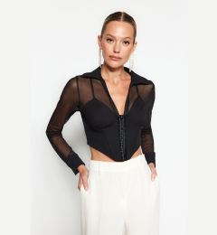 Снимка на Trendyol Black Corset Detailed Agraffiti Shirt