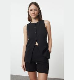 Снимка на Trendyol Black Crew Neck Woven Vest-Shorts Set