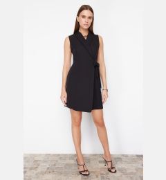 Снимка на Trendyol Black Double Breasted Pleated Detailed Mini Woven Dress