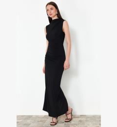 Снимка на Trendyol Black Draped Fitted High neck Sleeveless Stretchy Knitted Maxi Pencil Dress