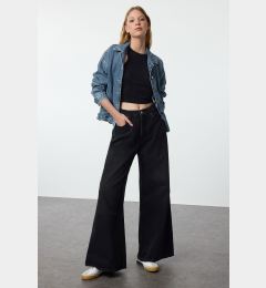 Снимка на Trendyol Black Elastic Waist High Waist Extra Wide Leg Palazzo Jeans