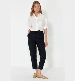 Снимка на Trendyol Black Elastic Waist Pull On Linen Blend Woven Trousers