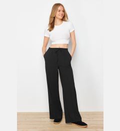 Снимка на Trendyol Black Elastic Waist Wide Leg/Wide Leg Woven Trousers