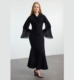 Снимка на Trendyol Black Embroidered Detailed Chiffon Sleeve Woven Evening Dress