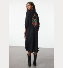 Снимка на Trendyol Black Embroidered Midi Woven Shirt Dress