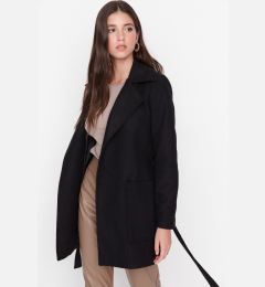 Снимка на Trendyol Black Fitted Belted Woolen Cachet Coat