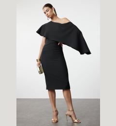 Снимка на Trendyol Black Fitted Cape Detailed Woven Elegant Evening Dress