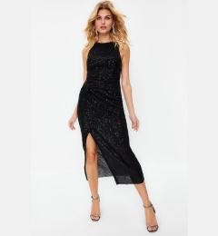 Снимка на Trendyol Black Fitted Knitted Shiny Sequin Knitted Sequin Elegant Evening Dress