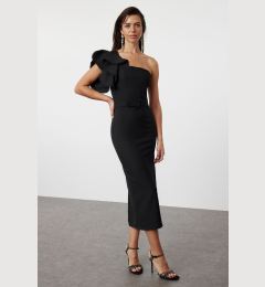 Снимка на Trendyol Black Fitted, Ruffle Detailed One-Shoulder Woven Dress