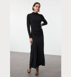 Снимка на Trendyol Black Fitted Stand Collar Long Sleeve Flexible Maxi Knit Dress