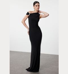 Снимка на Trendyol Black, Fitted, Stone Accessoryed, Woven Long Elegant Evening Dress