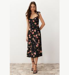 Снимка на Trendyol Black Floral A-Line Viscose Midi Woven Dress