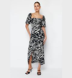 Снимка на Trendyol Black Floral Balloon Sleeve Viscose Midi Woven Dress