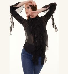 Снимка на Trendyol Black Flounce Woven Chiffon Shirt