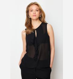 Снимка на Trendyol Black Flounced Transparent Zero Sleeve Woven Blouse