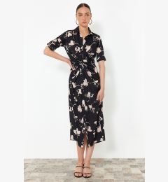 Снимка на Trendyol Black Gather Detailed Midi Woven Shirt Dress