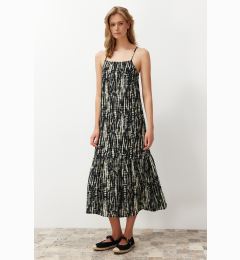 Снимка на Trendyol Black Geometric Pattern A-line Viscose Maxi Woven Dress