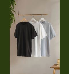 Снимка на Trendyol Black-Grey-White Large Size 3-Pack Regular/Normal Cut Basic 100% Cotton T-Shirt