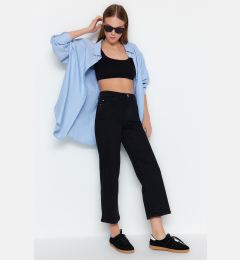 Снимка на Trendyol Black High Waist Crop Straight Jeans