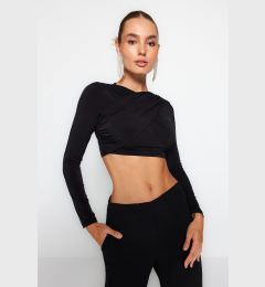 Снимка на Trendyol Black Knotted Knitted Crop Blouse