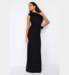 Снимка на Trendyol Black Lined Flounce Woven Long Elegant Evening Dress