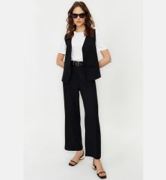 Снимка на Trendyol Black Linen Look Elegant Vest Trousers Woven Bottom Top Suit