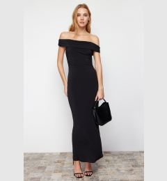 Снимка на Trendyol Black Maxi Fitted Stretchy Knitted Maxi Pencil Madonna Collar Dress