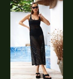 Снимка на Trendyol Black Maxi Slit Knitwear Look Beach Dress