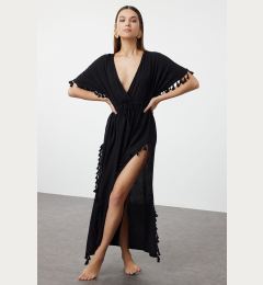 Снимка на Trendyol Black Maxi Woven Tassel Beach Dress