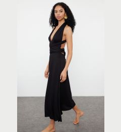 Снимка на Trendyol Black Midi Knitted Tie Beach Dress