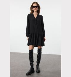 Снимка на Trendyol Black Mini Thick Viscose Woven Shirt Dress