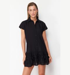 Снимка на Trendyol Black Mini Woven Ruffle 100% Cotton Beach Dress